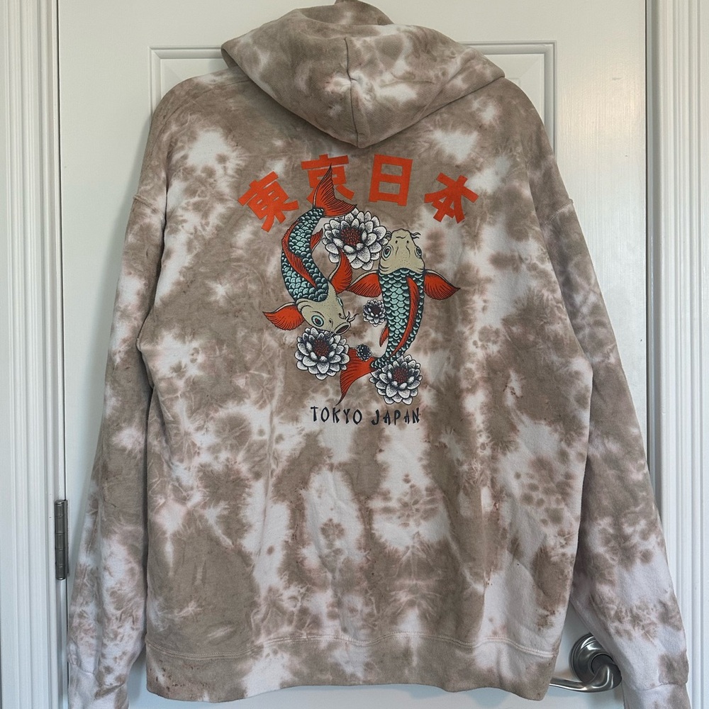 Tie-Dye Hoodie with Tokyo Japan Koi Fish Design